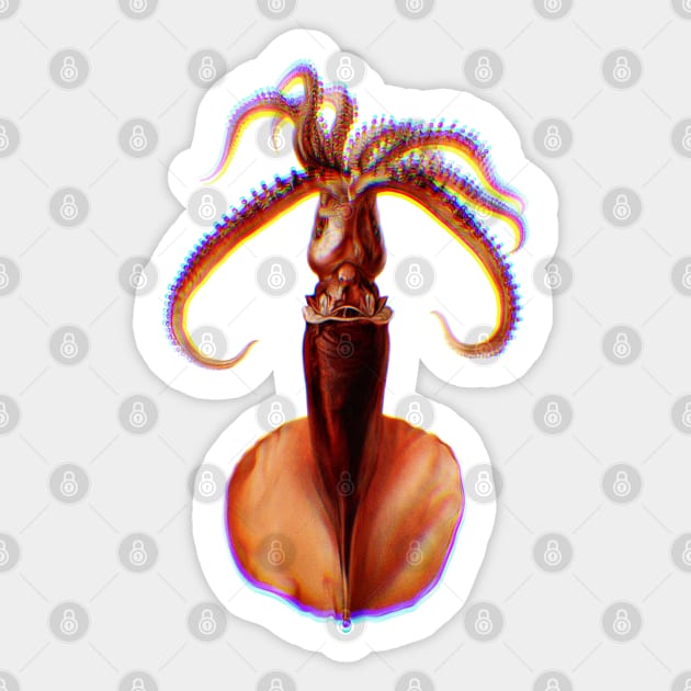 Giant Squid Fringed Sticker by YOPD Artist